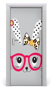 Sticker porta Coniglio con occhiali 75x205 cm