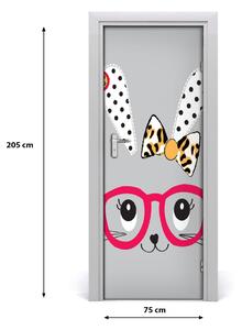 Sticker porta Coniglio con occhiali 75x205 cm