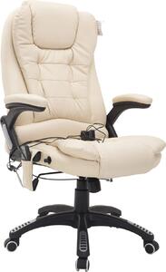 DecHome Sedia da Ufficio con Ruote Braccioli e Poggiatesta Schienale Massaggiante in Ecopelle colore Beige