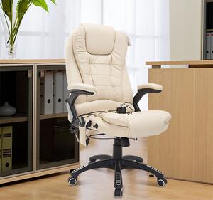 DecHome Sedia da Ufficio con Ruote Braccioli e Poggiatesta Schienale Massaggiante in Ecopelle colore Beige