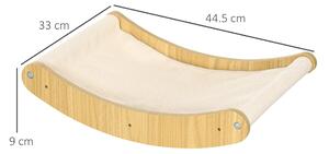 PawHut Mensola per Gatti in Truciolato e Tela con Montaggio a Parete 44.5x33x9 cm, Color Rovere