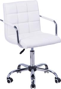 DecHome Sedia da Ufficio con Ruote e Braccioli in Ecopelle colore Bianco