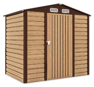 Outsunny Casetta da Giardino con Prese d'Aria e Catenaccio, Porta Attrezzi da esterno in Acciaio, 1.9x1.3m, Colore Quercia | Aosom Italy