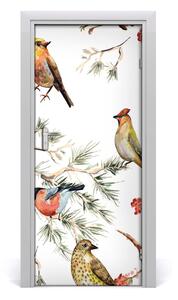Adesivo per porta Uccelli e conifere 75x205 cm