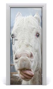 Adesivo per porta Crazy White Horse 75x205 cm