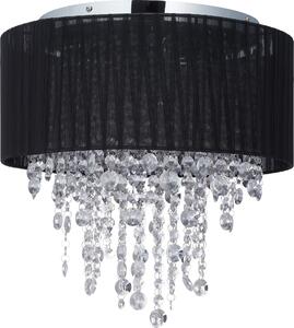Relaxdays Lampada da soffitto in cristallo, paralume in organza, attacco G9, lampada da soffitto a 5 luci, 39x40 cm, nero/argento