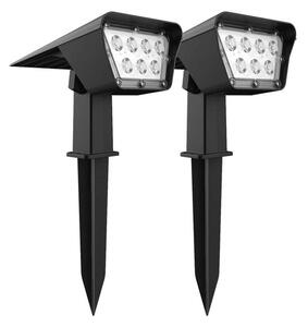 2 faretti solari CURTIS 2 in 1 per montaggio a terra o a parete - altezza 31,5 cm - LED bianchi
