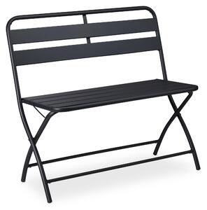 Panchina da giardino Relaxdays, pieghevole, L x P x A: 83,5 x 90 x 49 cm, resistente alle intemperie, a 2 posti, da giardino, da balcone, panca pieghevole, panca in acciaio, grigia