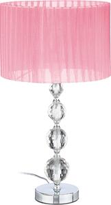 Lampada da tavolo Relaxdays, lampada da comodino con design in cristallo, A x P: 54 x 29,5 cm, attacco E27, lampada da tavolo con paralume, rosa