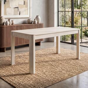 FineBuy Tavolo da pranzo in legno massello di mango 120x60 cm, effetto sbiancato, tavolo da pranzo rettangolare, tavolo da cucina per 4-6 persone, tavolo in legno, tavolo da pranzo, realizzato a mano