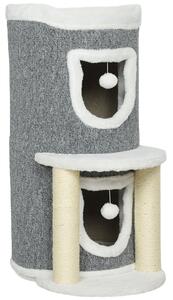 PawHutPawHut Albero Tiragraffi per Gatti Alto 76 cm con Casette, Lettino, Palline e Pali in Sisal, Grigio | Aosom Italy