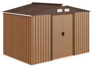 Outsunny Capanno da Giardino con Doppie Porte Scorrevoli e Kit per Base, Casetta per Attrezzi in Acciaio, 277x195x192cm, Giallo | Aosom Italy