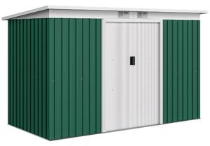 Outsunny Casetta da Giardino Porta Utensili in Lamiera di Acciaio con Porte Scorrevoli, 280x130x172cm, Verde Scuro|Aosom