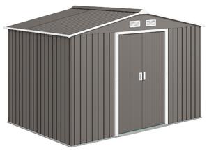 Outsunny Casetta da Giardino con 2 Porte Scorrevoli e 4 prese d'aria di Acciaio, Capanno Attrezzi in Acciaio, 277x195x192cm, Grigio | Aosom Italy