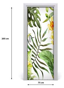 Adesivo per porta interna Fiori tropicali 75x205 cm