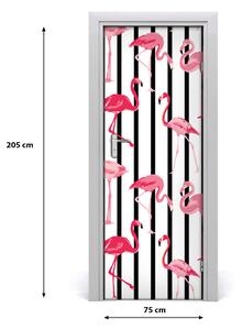 Adesivo per porta interna Flamingos e strisce 75x205 cm