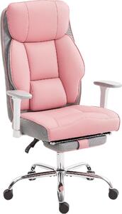 DecHome Sedia da Ufficio con Ruote e Braccioli Reclinabile con Poggiapiedi e Poggiatesta in Ecopelle colore Rosa