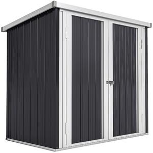 Outsunny Casetta da Giardino con Doppia Porta, Capanno Porta Attrezzi in Lamiera di Acciaio, 147x86x134cm, Nero e Bianco | Aosom Italy
