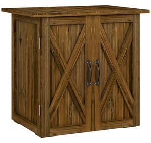 Outsunny Casetta da Giardino in Legno a 2 Ante con Maniglie in Stile Country, 77x55x72 cm, Marrone