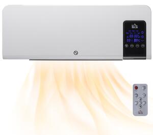 HOMCOM Termoventilatore da Parete Oscillatorio per Casa e Ufficio con Timer 24h e 2 Modalità di Riscaldamento, 54.5x12x21.5 cm, Bianco