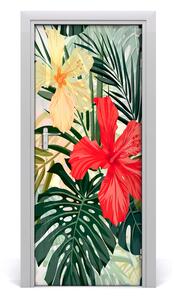 Adesivo per porta Fiori hawaiani 75x205 cm