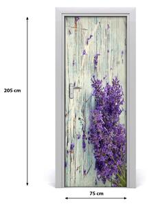 Adesivo per porta Lavanda sul legno 75x205 cm