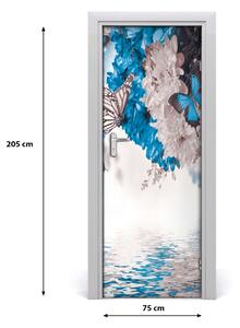 Adesivo per porta interna Fiori e farfalle 75x205 cm
