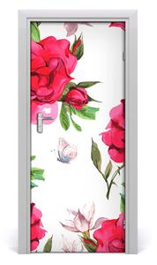 Adesivo per porta Rose rosse 75x205 cm