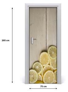 Adesivo per porta Limoni sul legno 75x205 cm