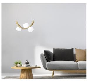 SUNSET SOSPENSIONE 3 LUCI ORO CON SFERE IN VETRO BIANCO LED 18W LUCE 3000K DIMMERABILE DESIGN MODERNO