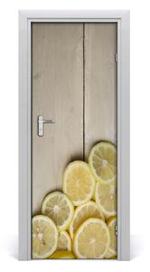 Adesivo per porta Limoni sul legno 75x205 cm
