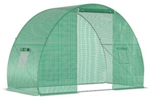 Outsunny Serra da Giardino con Porta Avvolgibile e Finestre, Copertura PE e Struttura in Acciaio, 150x300x200cm, Verde|Aosom