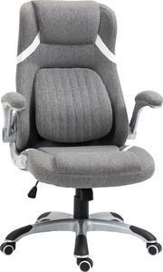 DecHome Sedia Ergonomica con Ruote Braccioli e Poggiatesta in Tessuto colore Grigio