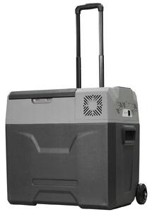 HOMCOM Frigo per Auto da 50L con Pannello Touch, Maniglia e 2 Ruote, in Alluminio e Plastica, 58.6x37.8x54.5 cm, Grigio