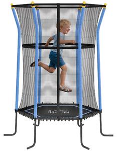 HOMCOM Tappeto Elastico per Bambini con Ingresso a Cerniera e Pali Imbottiti, in Acciaio, PP e EPE, Ø163.5x190 cm, Azzurro