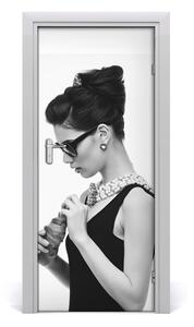 Adesivo per porta Donna con occhiali 75x205 cm