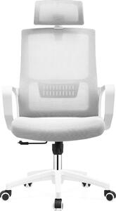 DecHome Sedia Ergonomica con Ruote Braccioli e Poggiatesta in Tessuto Mesh colore Bianco - Ica