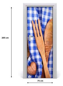 Adesivo per porta Posate in legno 75x205 cm