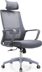 DecHome Sedia Ergonomica con Ruote Braccioli e Poggiatesta in Tessuto Mesh colore Grigio - Ica