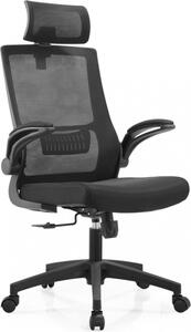 DecHome Sedia Ergonomica con Ruote Braccioli e Poggiatesta in Tessuto Mesh colore Nero