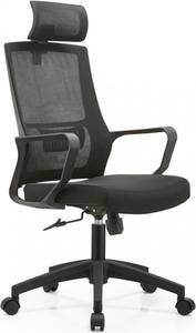 DecHome Sedia Ergonomica con Ruote Braccioli e Poggiatesta in Tessuto Mesh colore Nero