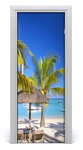 Adesivo per porta interna Spiaggia tropicale 75x205 cm