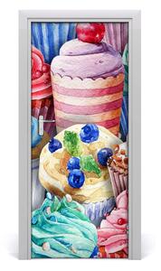 Poster adesivo per porta Muffin colorati 75x205 cm