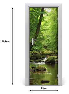Adesivo per porta interna Fiume nella foresta 75x205 cm