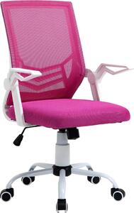 Icon Space Sedia Ergonomica con Ruote e Braccioli in Tessuto Mesh colore Rosa/Bianco