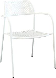 VivaGarden Sedia per Esterni Impilabile in Acciaio Dimensioni 56x56x78 cm colore Bianco - Volterra
