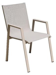 Amicasa Sedia per Esterni con Braccioli Fissa in Alluminio e Textilene 66x54x89h cm colore Khaki - Martinique
