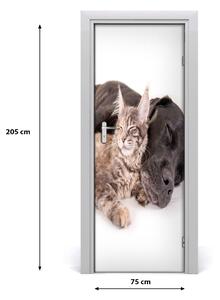 Adesivo per porta Cane e gatto 75x205 cm