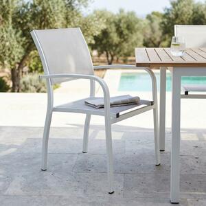 VivaGarden Sedia per Esterni Impilabile in Alluminio Dimensioni 56x65x87 cm colore Bianco - Savana