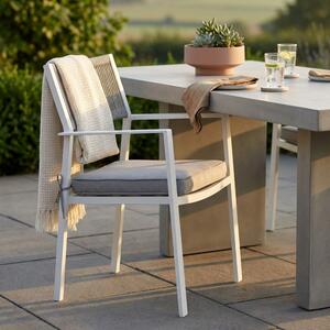 VivaGarden Sedia per Esterni Impilabile in Alluminio/Corda con Cuscino Dimensioni 55.5x62x83.5 cm colore Bianco/Beige - Marracash